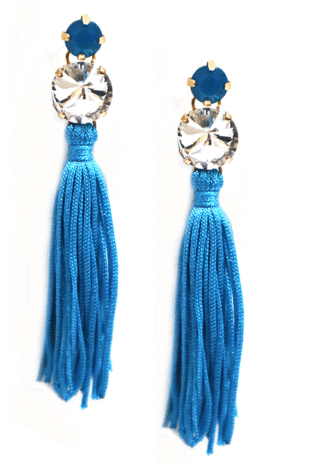 ITALIAN TASSEL CRYSTAL PIERCED EARRINGS