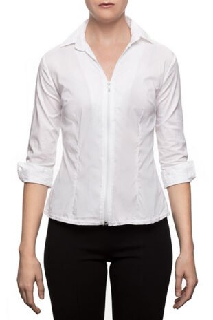 Marilyn's Italian White Zipper Blouse